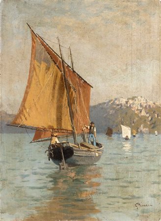 Guido Ricci "Pescatori" 
olio su tavola (cm 50x37)
Firmato in basso a destra
In