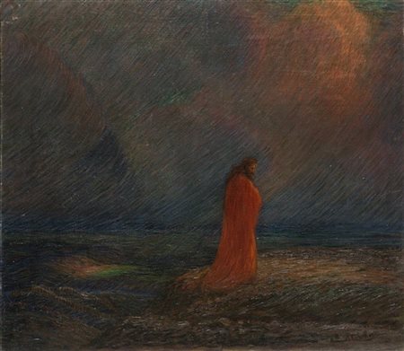 Angelo Pavan "Cristo nel deserto" 
olio su tela (cm 65,5x75)
Firmato in basso a