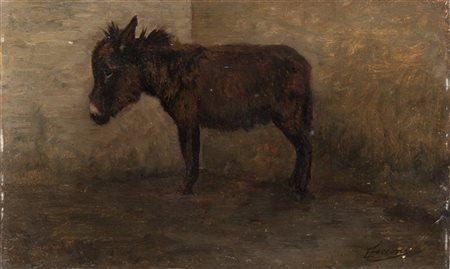 Eugenio Cecconi "L'asinello" 
olio su compensato (cm 19,5x32)
Firmato in basso a