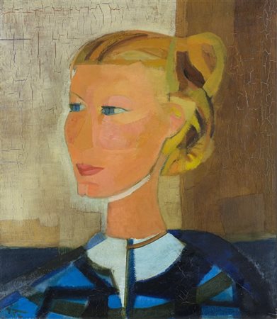 Giuseppe Ajmone "Ritratto" 1952
olio su tela (cm 55x46)
Firmato e datato in bass