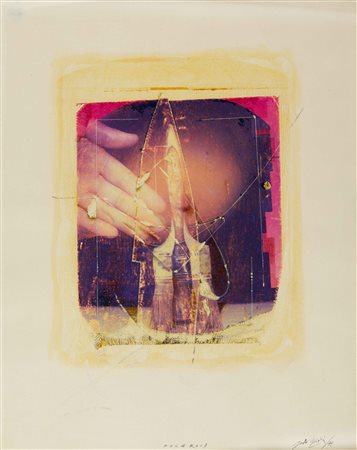 PAOLO GIOLI Mano più seno più pennelli 1988 polaroid polacolor ottica su...