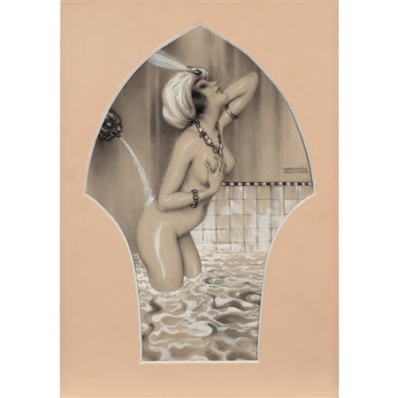 Raphael KIRCHNER Vienna 1876 - New York 1917 39,5x27 cm. "Odalisca al bagno",...