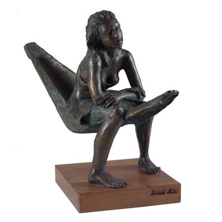 Leonardo Lucchi Cesena 1952 41x53x20 cm. "Meditazione", scultura in bronzo,...