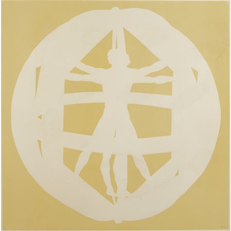 Mario Ceroli Castel Frentano 1938 80x80 cm. "Uomo vitruviano", 1985,...