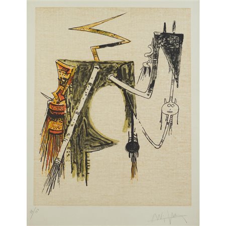 Wifredo Lam Cuba 1902 - Parigi 1982 66x50cm. "Senza titolo", litografia a...