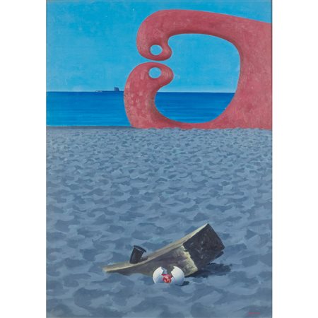 Lillo Messina Palermo 1941 70x50 cm. "Senza titolo", 1970, olio su tela,...