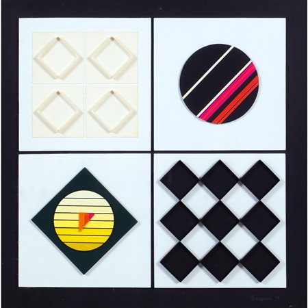 Riccardo Trapani Napoli 1939 50x50 cm. "Cellulare n. 5", 1979, tecnica mista...