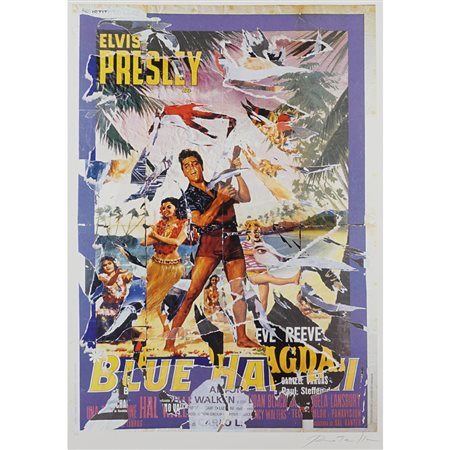 Mimmo Rotella Catanzaro 1918 - Milano 2006 70x100 cm. "Blue Hawaii", multiplo...