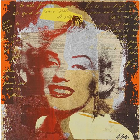 Giuliano Grittini Corbetta 1951 60x60 cm. "Marilyn", retouchè su fondo oro,...