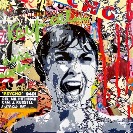Iure Cormic Roma 1957 80x80 cm. "Psycho", 2019, acrilico su tela, firmato sul...