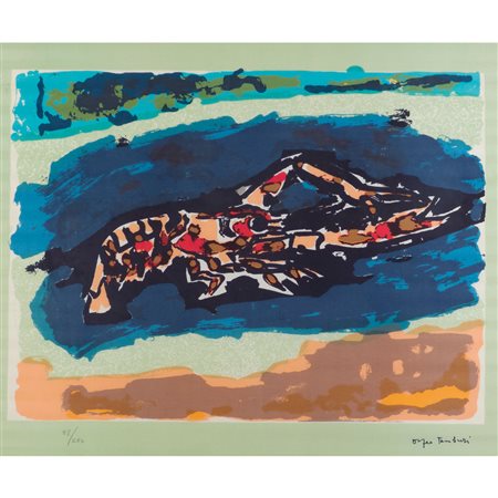 Orfeo Tamburi Jesi 1910 - Parigi 1994 85x85 cm. "Aragosta", 1970, litografia...
