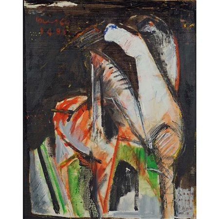 Pittore italiano XX Sec. 48x38 cm. "Senza titolo", olio su cartone telato,...