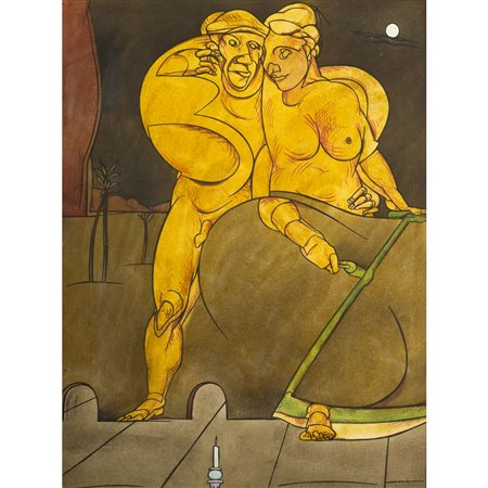 Valerio Adami Bologna 1935 74x55 cm. "Picasso et la femme nèoclassique",...