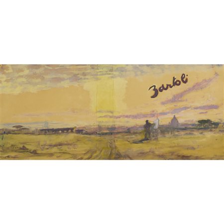 Amerigo Bartoli Natinguerra Terni 1890-Roma 1971 29x68 cm. "Paesaggio", 1920,...