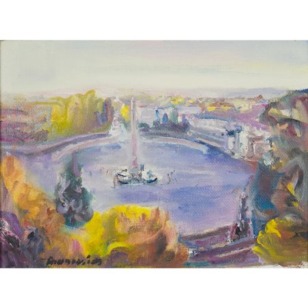 Alfonso Avanessian Teheren 1932-Roma 2009 20x40 cm. "Piazza del Popolo",...