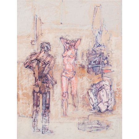 Valeriano Ciai Roma 1928 - Lariano 2013 45x35 cm. "Nudi", olio su tela,...