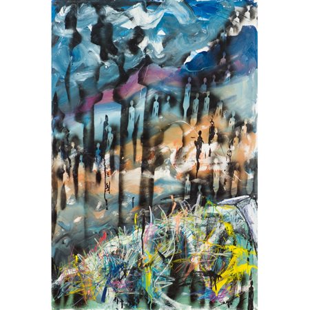 Mimmo Nobile Grifalco 1955 120x80 cm. "Senza titolo", 1989, olio su tela,...