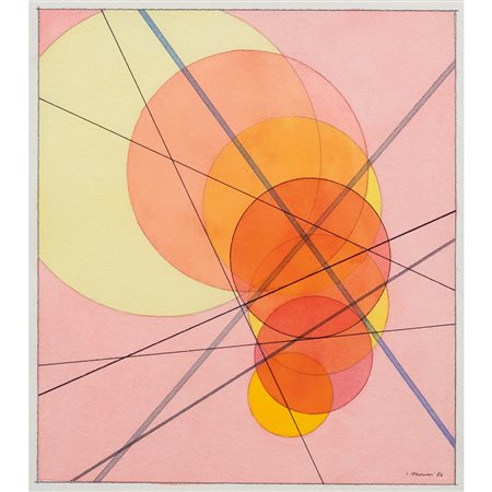 Luigi Veronesi Milano 1908 - 1998 37x33 cm. "Geometrie", 1986, acquarello su...