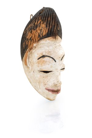 Maschera in legno e caolino, arte tribale, Gabon