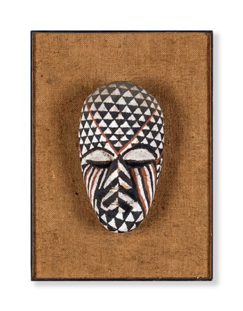Maschera antropomorfa in legno, arte tribale, repubblica democratica del Congo