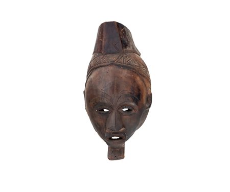 Maschera antropomorfa Dan in legno, arte tribale