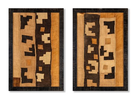 Coppia di patchworks incorniciati, Africa centrale