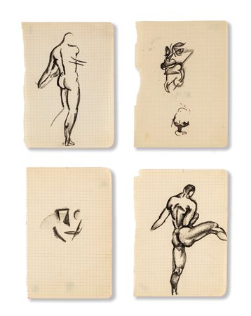 Primo Conti, Lotto di 4 studi per un quadro, 1920