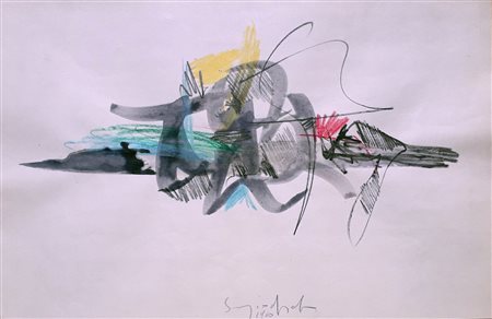 DANGELO SERGIO Milano (Mi) 1932 Composizione 1960 Acquarello su carta...