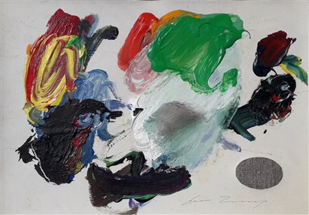 TRECCANI ERNESTO Milano (Mi) 1920 Senza titolo Olio su carta applicato su...