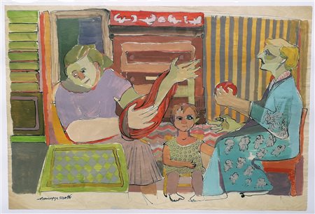 MOTTI GIUSEPPE Arena Po (Pv) 1908 Composizione 1950 Mista su carta 33,00x50,00