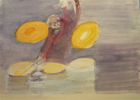 CAZZANIGA GIANCARLO Monza (Mb) 1930 Jazz Mista su carta 48,00x66,00...