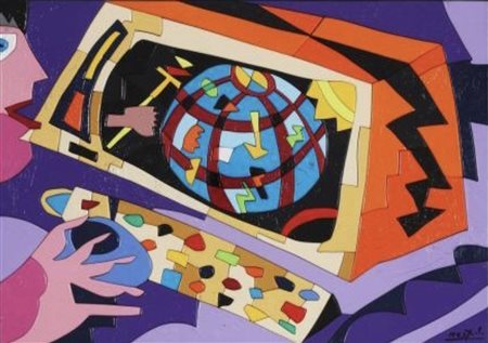 NESPOLO UGO Mosso (va) 1941 On the web Acrilico e intarsi su legno 35,00x50,00