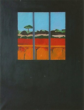 ARROYO EDUARDO Madrid (Spagna) 1937 El tren de Carabrancher 1964 Olio su tela...