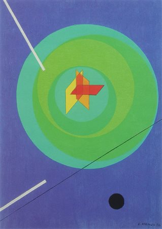 VERONESI LUIGI Milano (Mi) 1908 Costruzione Rho 3 1984 Olio su tela 70,00x50,00