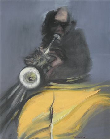 CAZZANIGA GIANCARLO Monza (Mb) 1930 Jazz man Olio su tela 100,00x80,00...