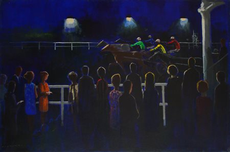 FANTUZZI ELIANO Modena (Md) 1909 Ippodromo Olio su tela 120,00x180,00