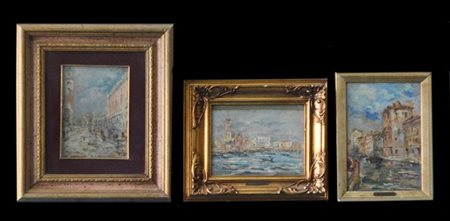 Luigi Mantovani Lotto composto da tre dipinti ad olio su cartone e compensato ra