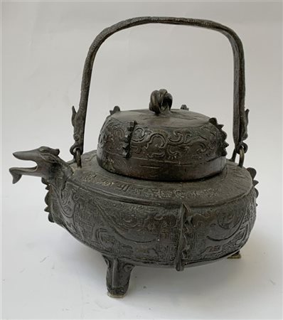 Teiera in bronzo decorata a motivi arcaicizzanti
Cina, fine Dinastia Qing (1644