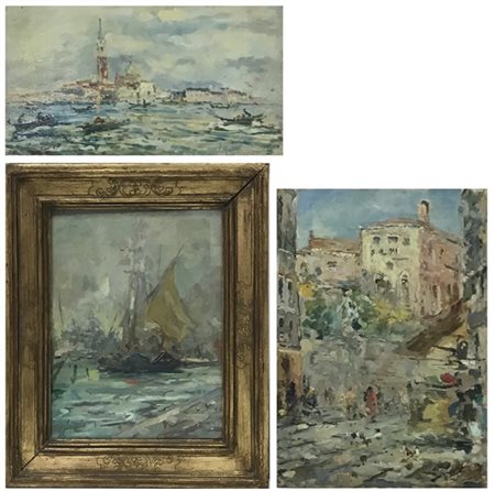 Luigi Mantovani Lotto composto da tre dipinti ad olio su cartone e compensato ra