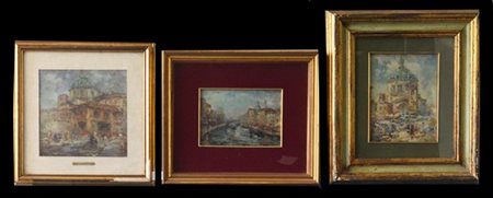 Luigi Mantovani Lotto composto da tre dipinti ad olio su cartone e compensato ra