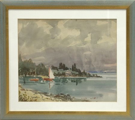 Giulio Falzoni "San Vigilio" acquarello (cm 38x45) Firmato e titolato in basso a