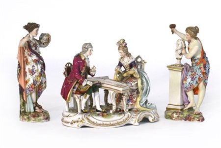 Manifatture diverse, lotto composto da un gruppo raffigurante Concerto e due fi