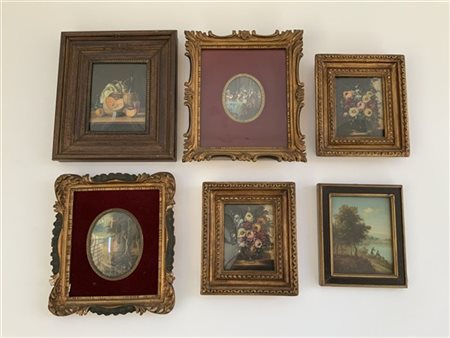 Lotto di sei miniature di autori, soggetti e dimensioni differenti (lievi difet