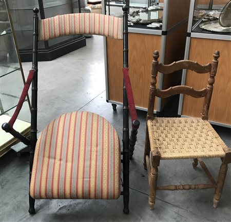 * Lotto composto da quattro sedie, una poltroncina girevole ex una pieghevole,