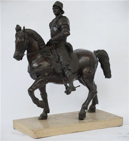 Ignoto "Monumento equestre a Bartolomeo Colleoni" Scultura in bronzo (h cm 59)