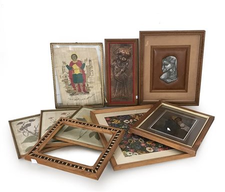 Lotto composto due placche in rame e peltro raffiguranti Madonna, un dipinto eg