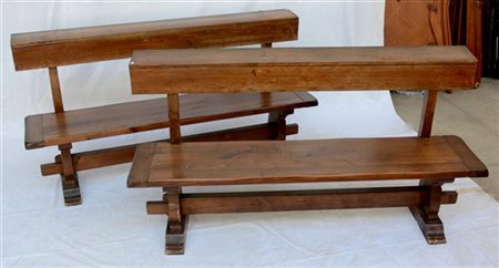 Coppia di panche in legno (cm 175x92x41) (difetti)
