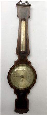 LUIGI CAMOZZI COMO. Barometro/termometro con cassa in legno filettato di forma