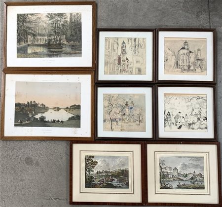 Lotto di diciassette tra litografie e riproduzioni di soggetti e misure diverse