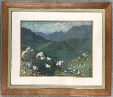 Bonatti "Paesaggio" olio su compensato (cm 27x36) Firmato in basso a sinistra. I
